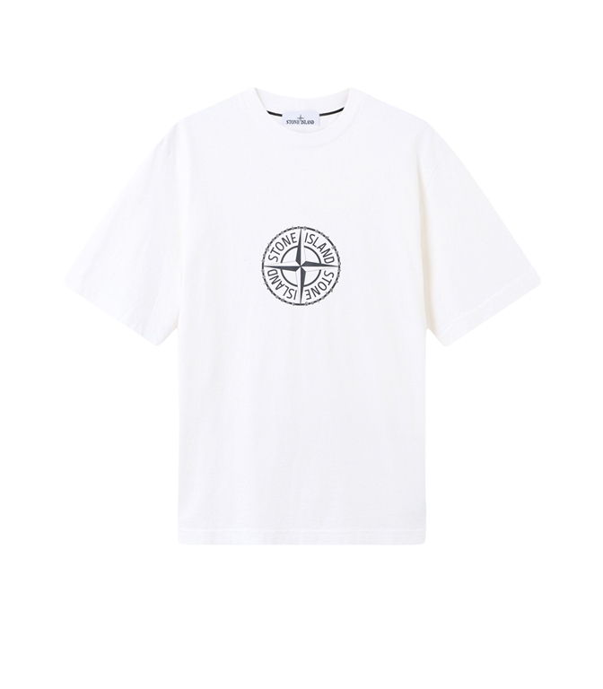 Stone Island - T-Shirt - organic cotton jersey bianco